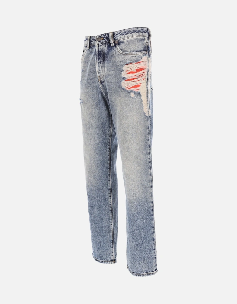 1955 Mens Denim Jeans Straight Leg High Waist Faded Ripped Denim Trousers