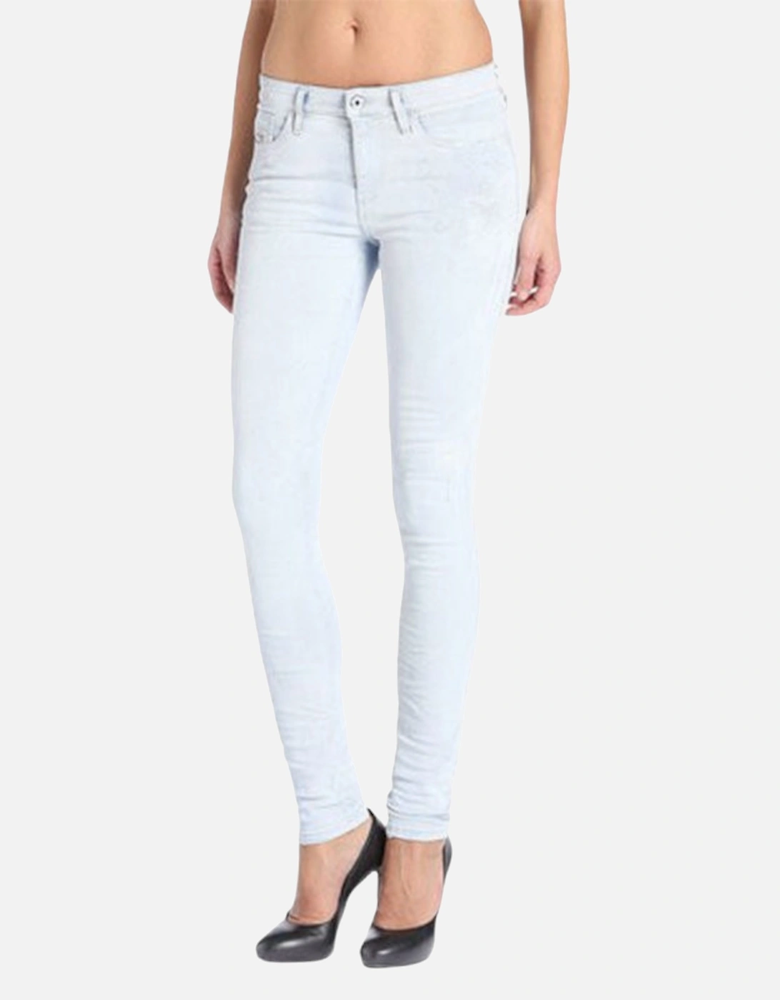 Women's DIESEL SKINZEE 0841N Womens Denim Jeans Super Slim Skinny Zip Fly Blue Italy - White - Size: 12/32in