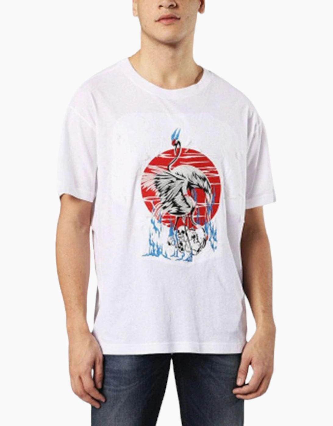 Diesel Men's White T Wallace Sg 0Sayp T Shirt Short Sleeves Crew Neck Summer Tee  38 M