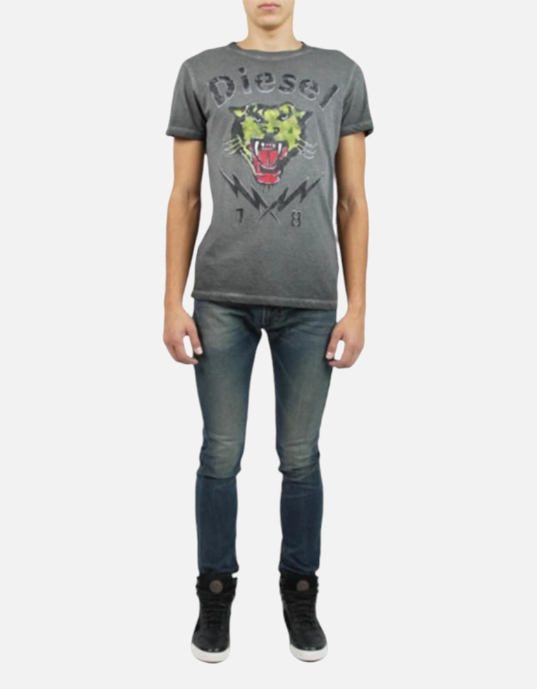 T SONS Mens T Shirts Short Sleeve Tiger Print Casual Summer Cotton Tees