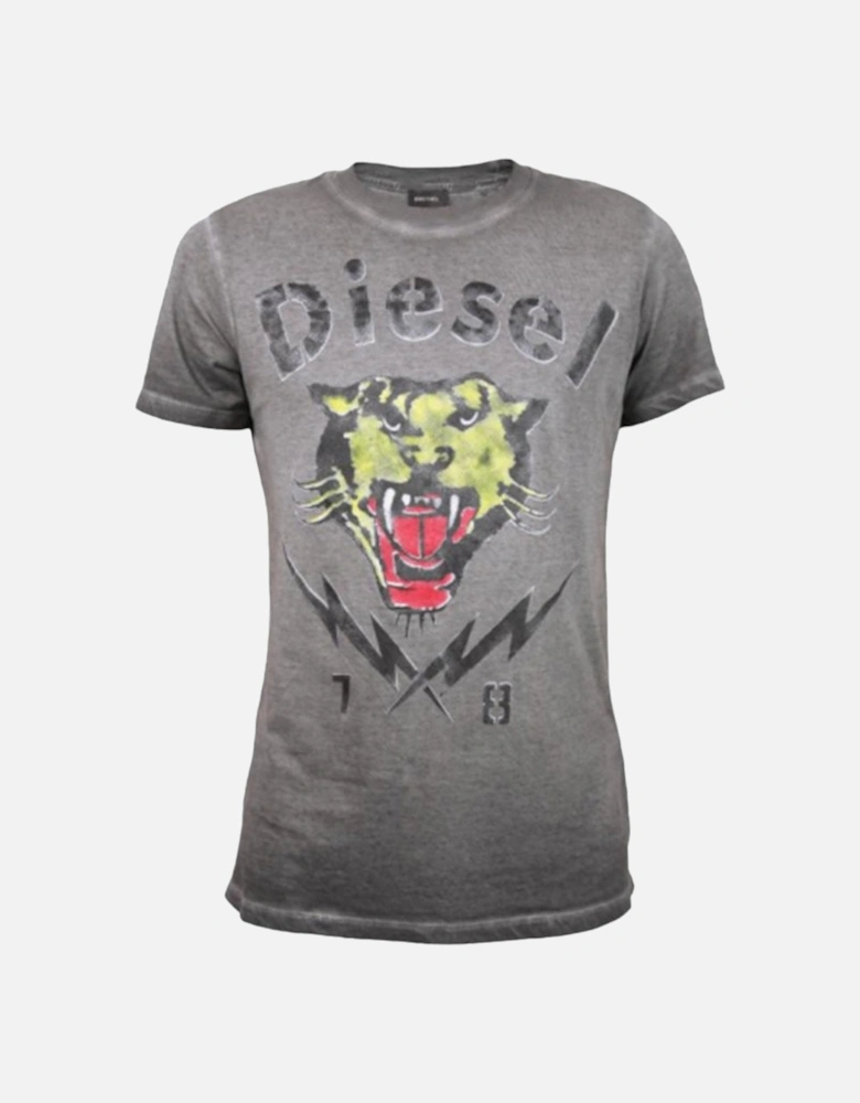 T SONS Mens T Shirts Short Sleeve Tiger Print Casual Summer Cotton Tees