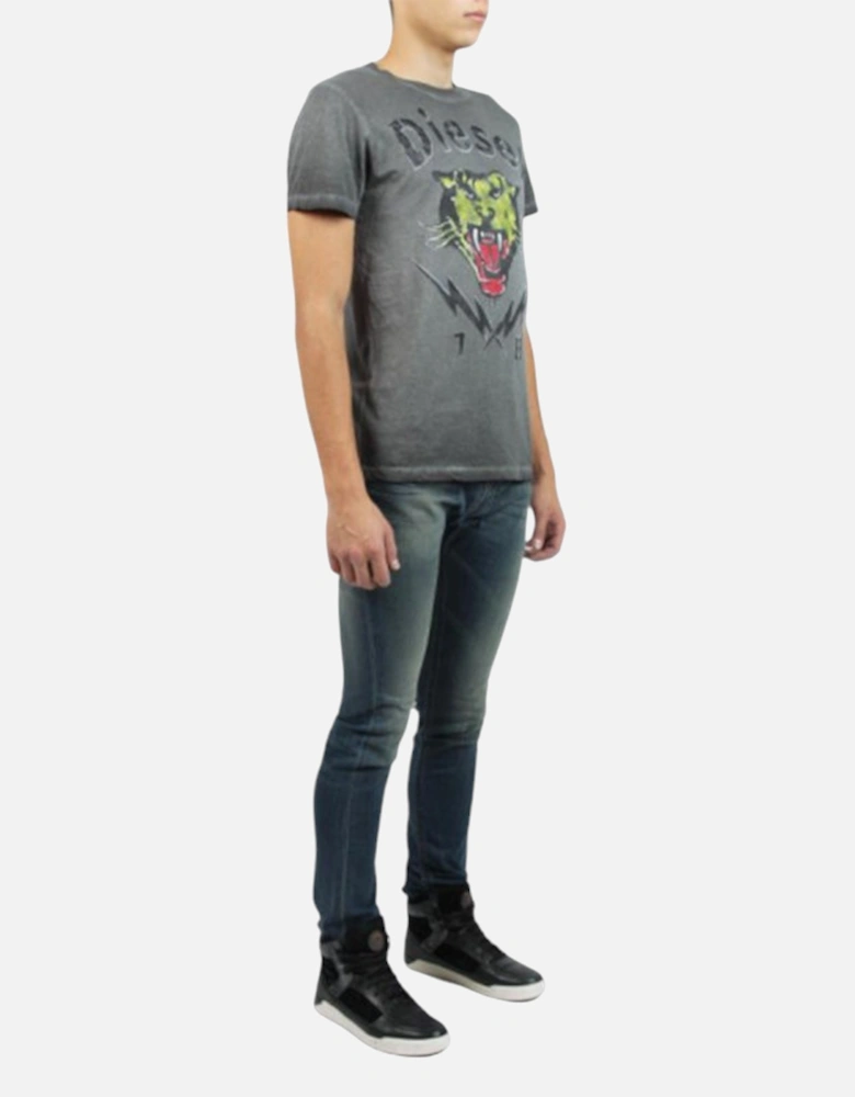 T SONS Mens T Shirts Short Sleeve Tiger Print Casual Summer Cotton Tees