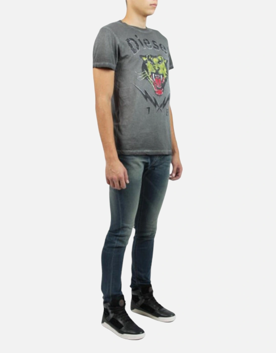 T SONS Mens T Shirts Short Sleeve Tiger Print Casual Summer Cotton Tees
