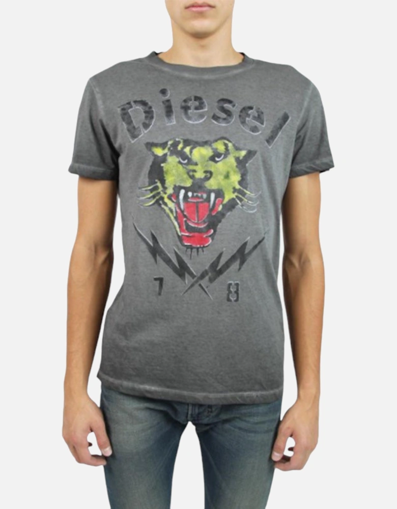 T SONS Mens T Shirts Short Sleeve Tiger Print Casual Summer Cotton Tees