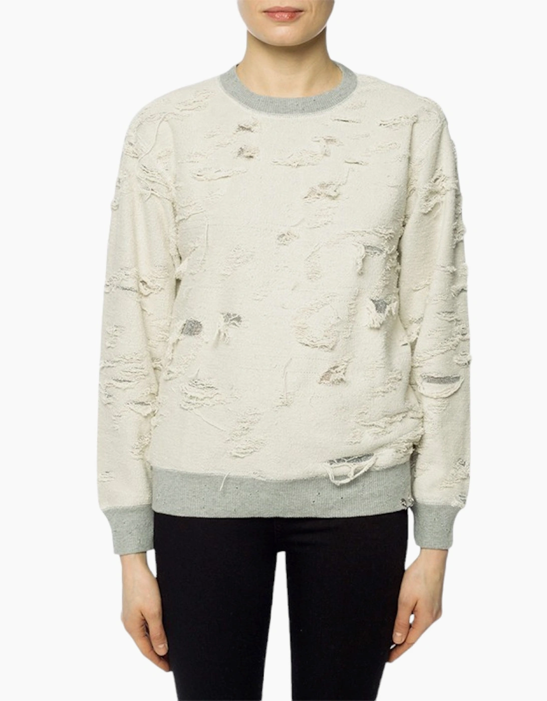 Women's DIESEL F FELPA Womens Pullover Jumper Regular - Cream - Size: 10/8