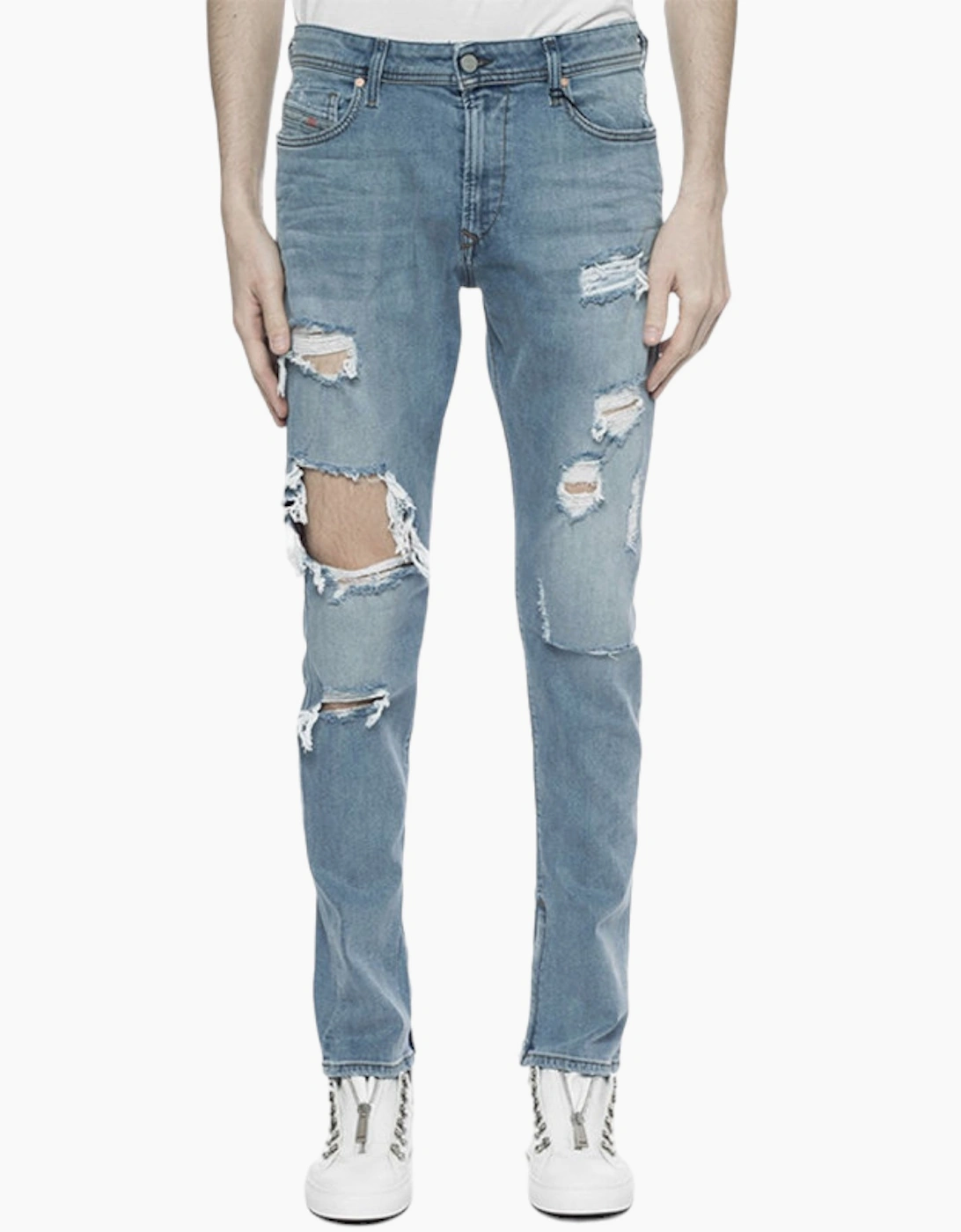 Diesel Men's Blue Deepzip 084Nu Jeans Denim Stretch Slim Carrot Fit Casual Pant - Size: 30/32
