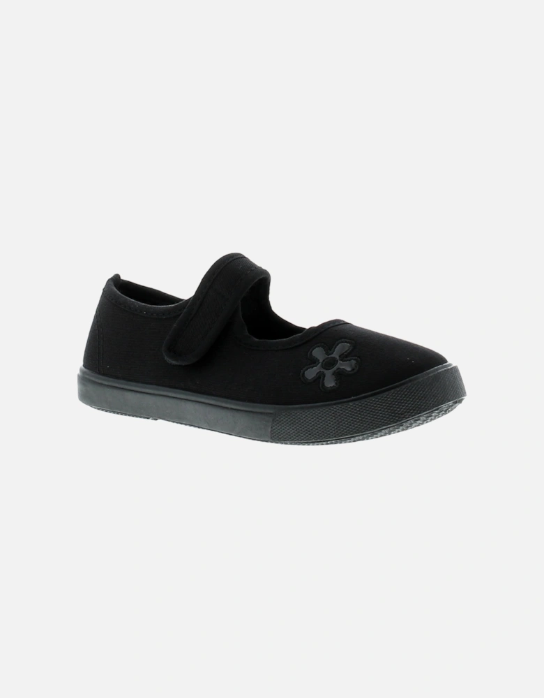 Infants Girls School Plimsolls Pumps Mary Jane 2 Touch Fastening black UK Size