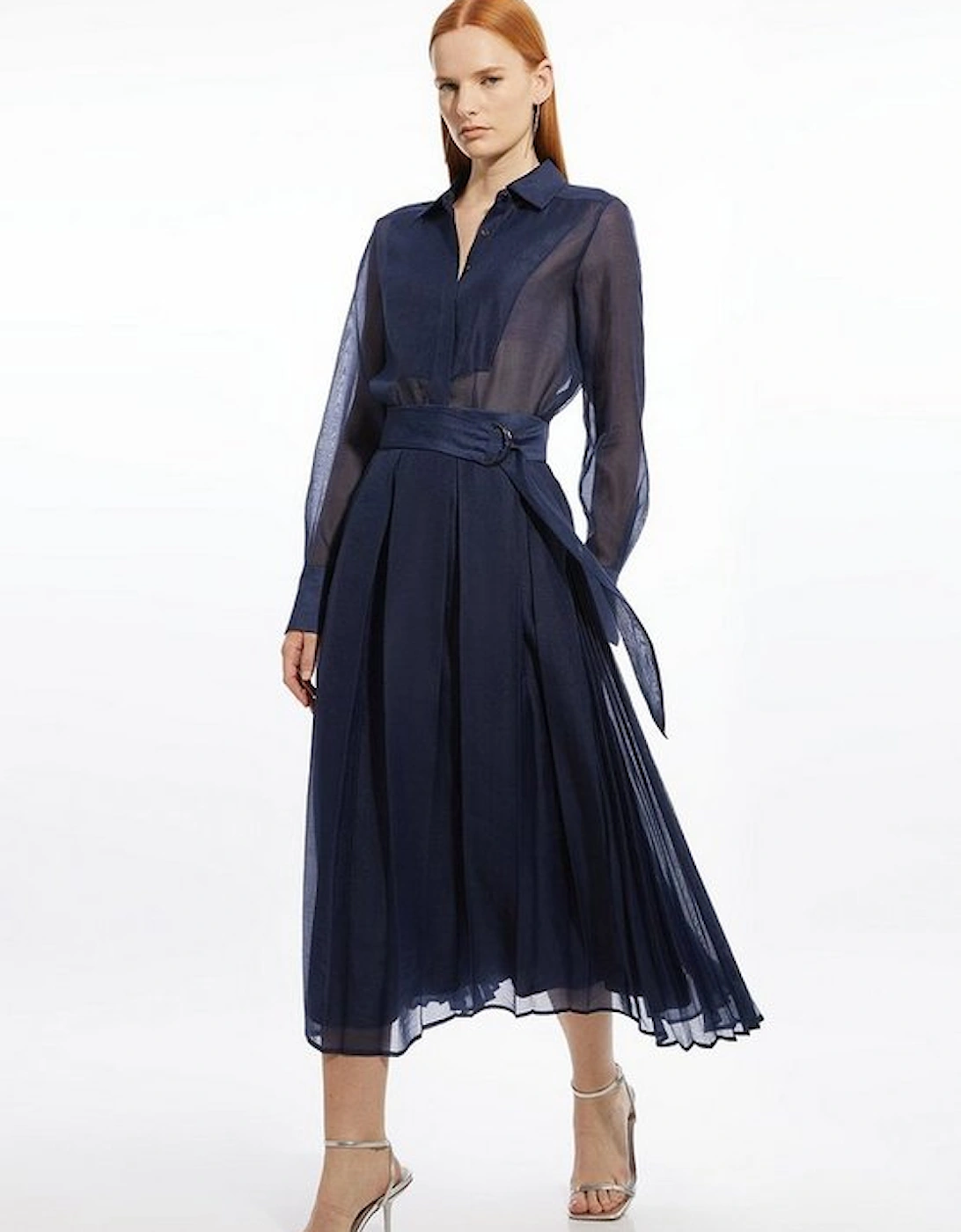 Organdie Pleated Woven Midi Skirt, 5 of 4