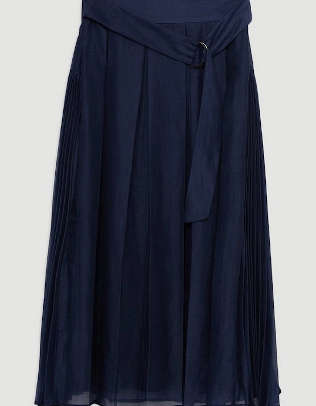 Organdie Pleated Woven Midi Skirt
