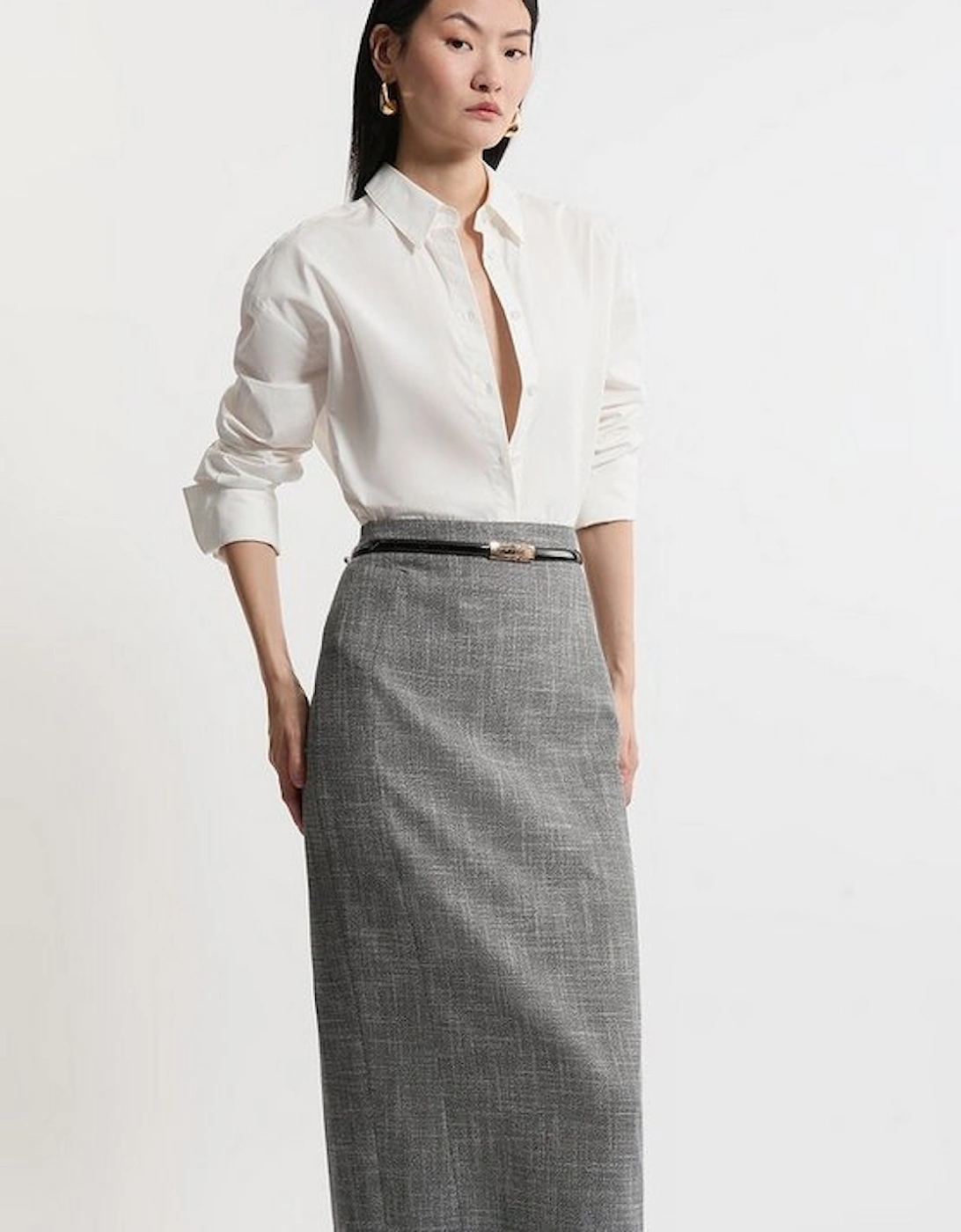 Midi Mono Textured Pencil Skirt, 5 of 4