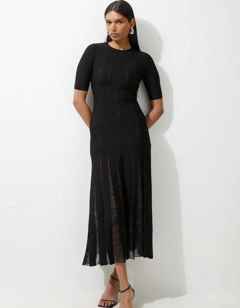 Viscose Blend Filament Full Skirt Knit Midi Dress