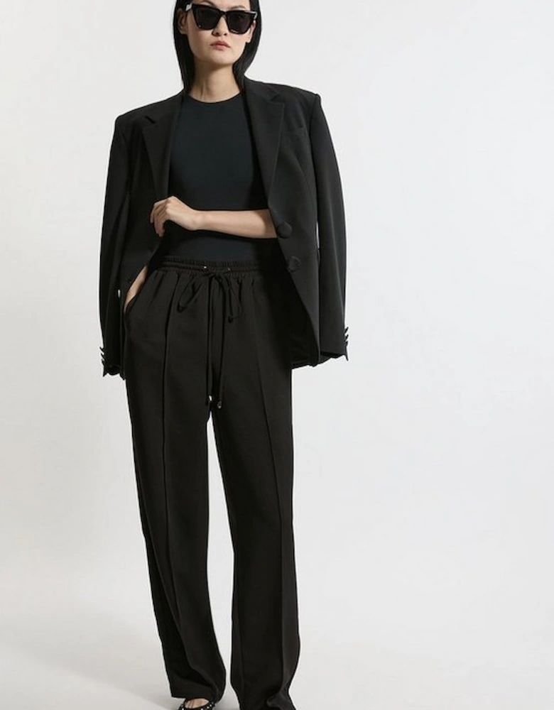 Twill Tie Waist Woven Straight Leg Trouser