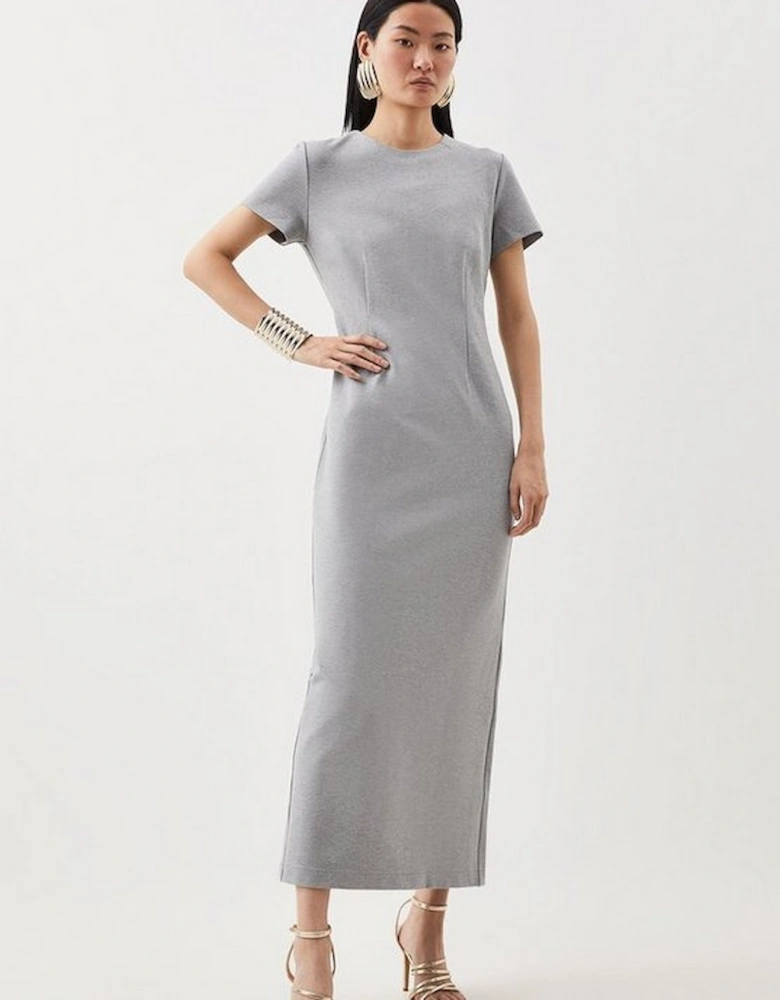 Ponte Crew Neck Maxi Dress