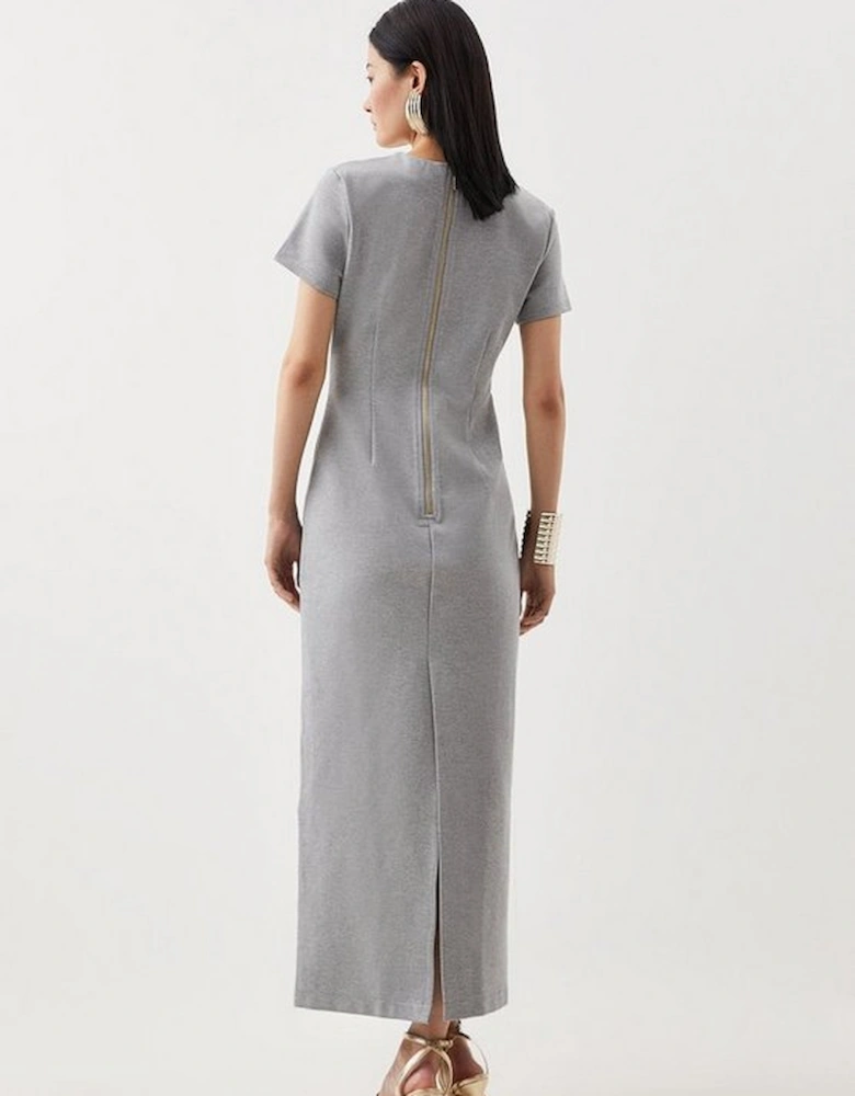 Ponte Crew Neck Maxi Dress