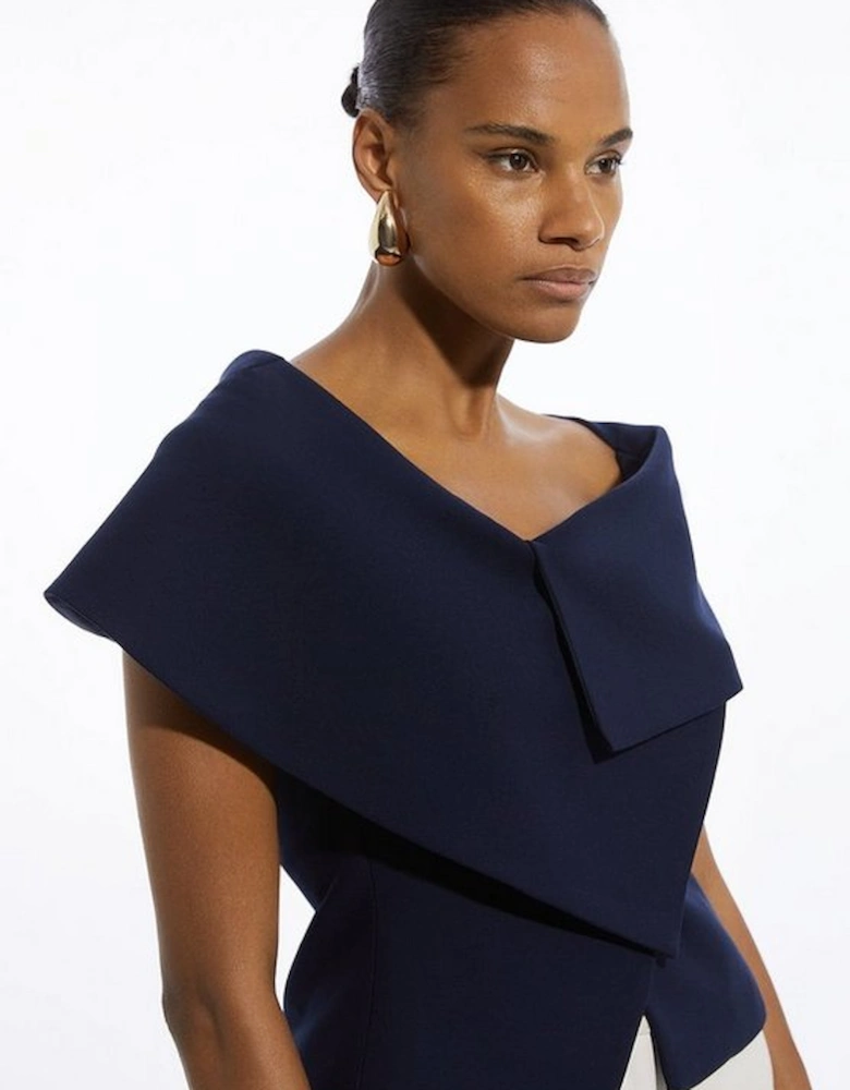 Compact Stretch Asymmetric Collar Tailored Top