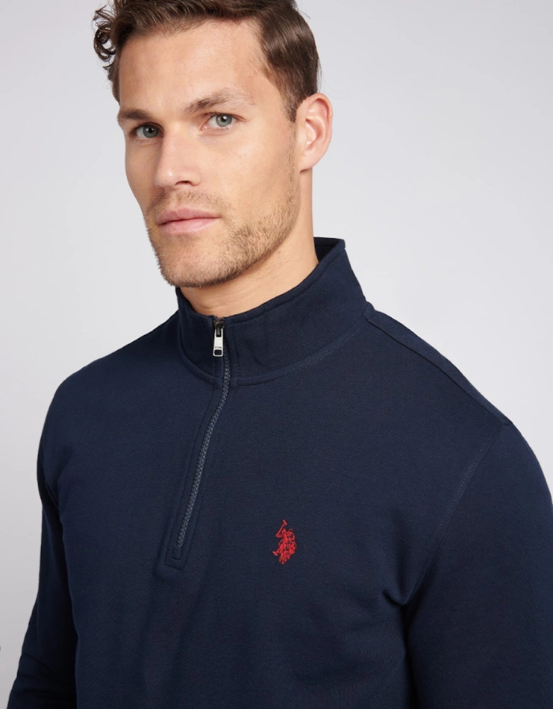 U S Polo Assn DHM 1/4 Zip Dark Sapphire Navy/Haute Red