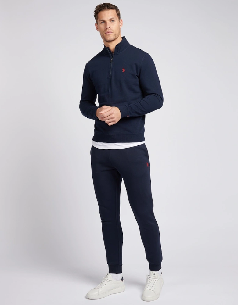 U S Polo Assn DHM 1/4 Zip Dark Sapphire Navy/Haute Red