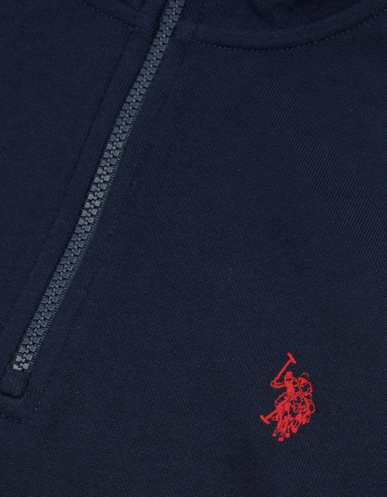 U S Polo Assn DHM 1/4 Zip Dark Sapphire Navy/Haute Red