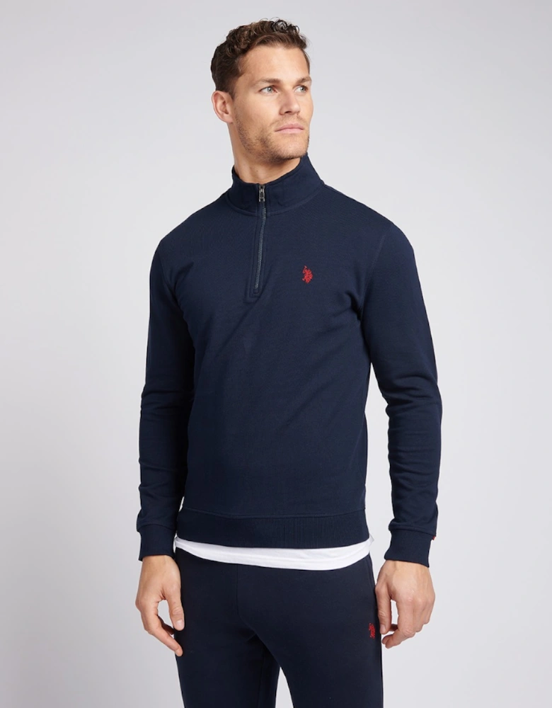 U S Polo Assn DHM 1/4 Zip Dark Sapphire Navy/Haute Red