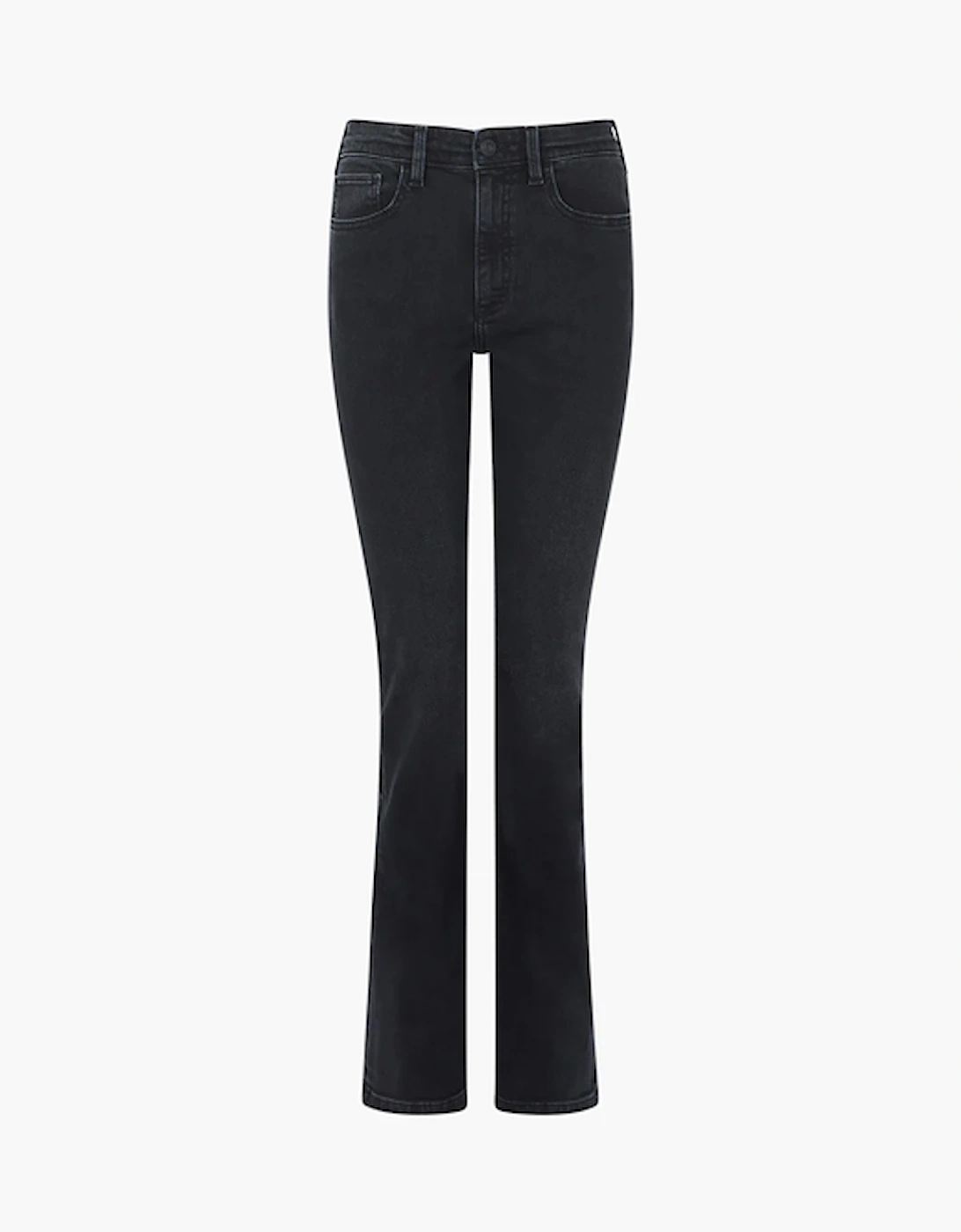 Stretch Denim Boot Cut Trousers Long Black