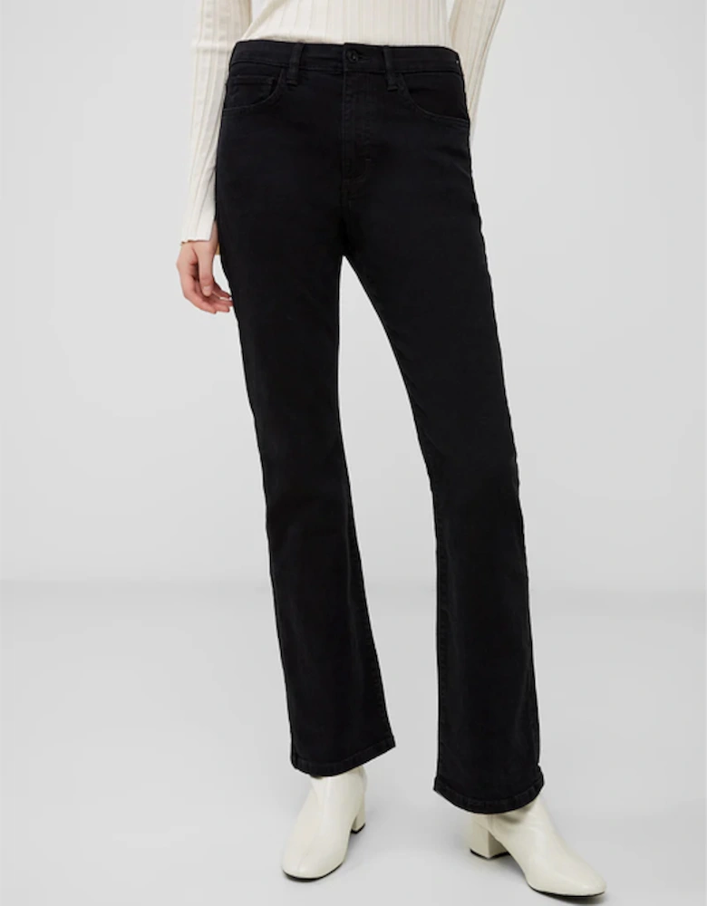 Stretch Denim Boot Cut Trousers Long Black