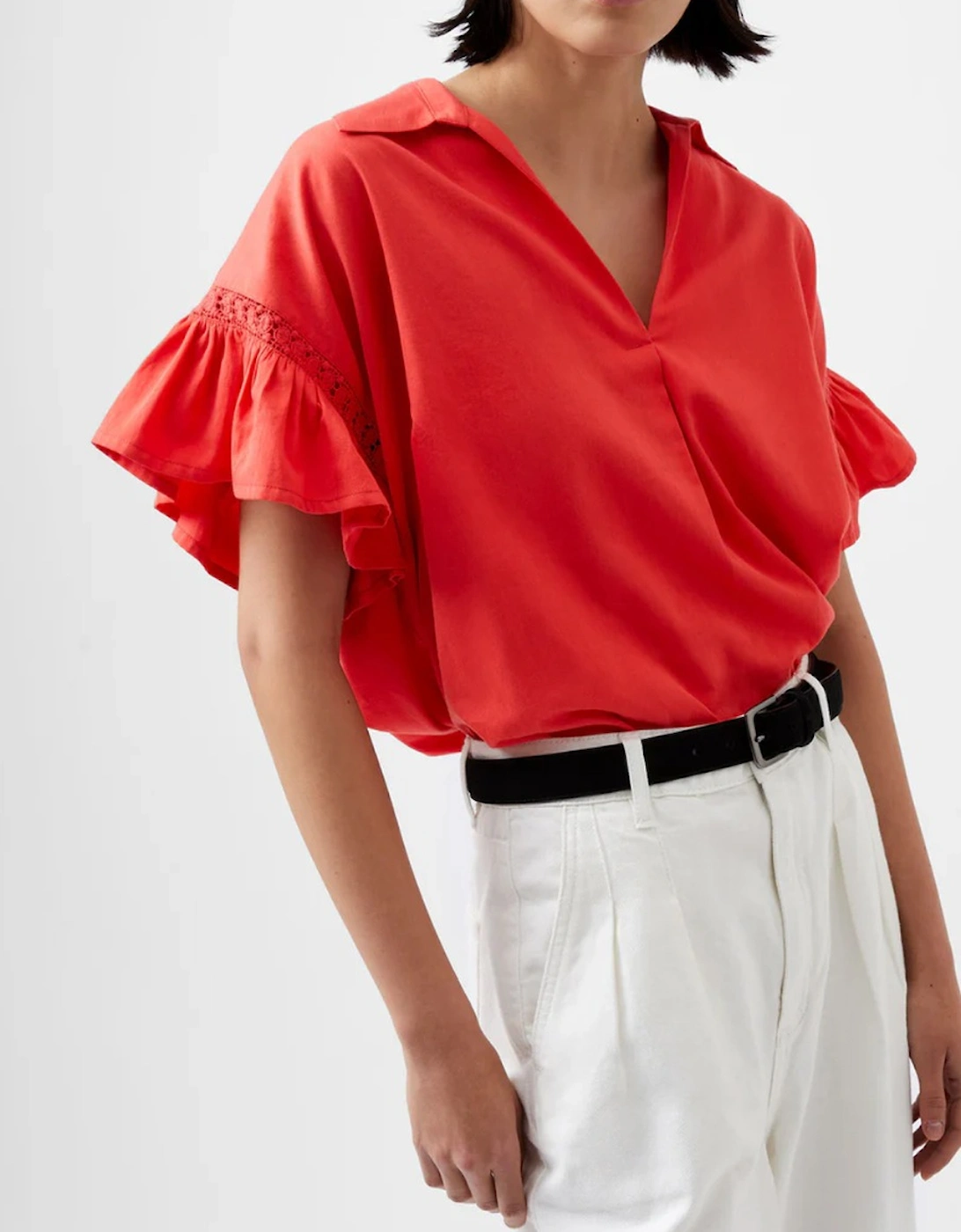 Sindey Short Sleeve V-Neck Shirt Cayenne Red