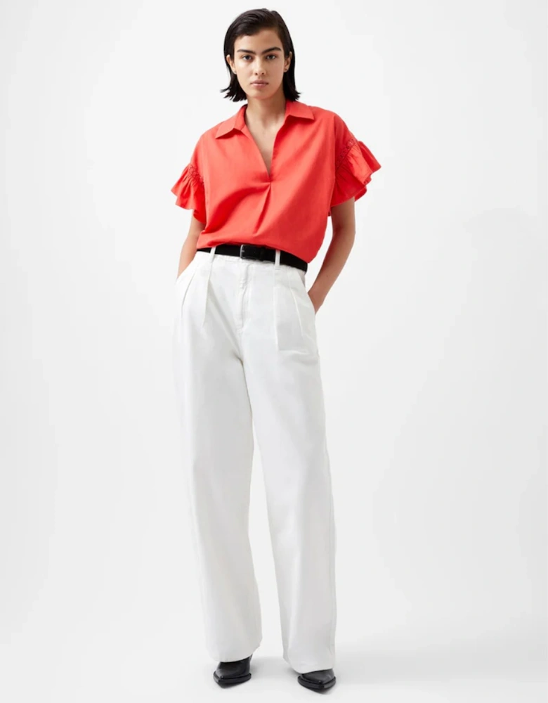 Sindey Short Sleeve V-Neck Shirt Cayenne Red