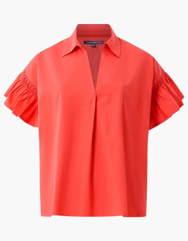 Sindey Short Sleeve V-Neck Shirt Cayenne Red