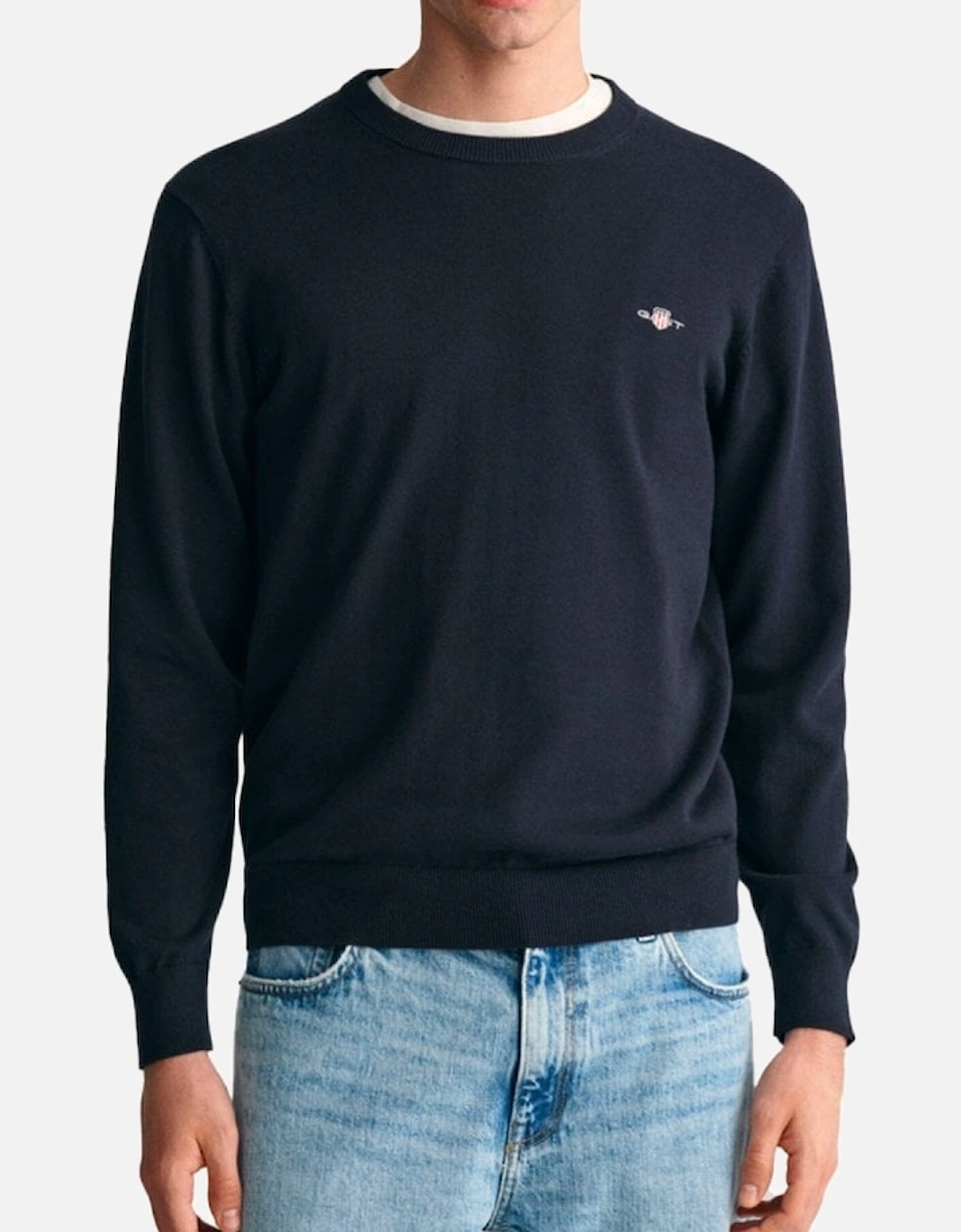 Classic Cotton Crew Neck Knit Evening Blue, 4 of 3