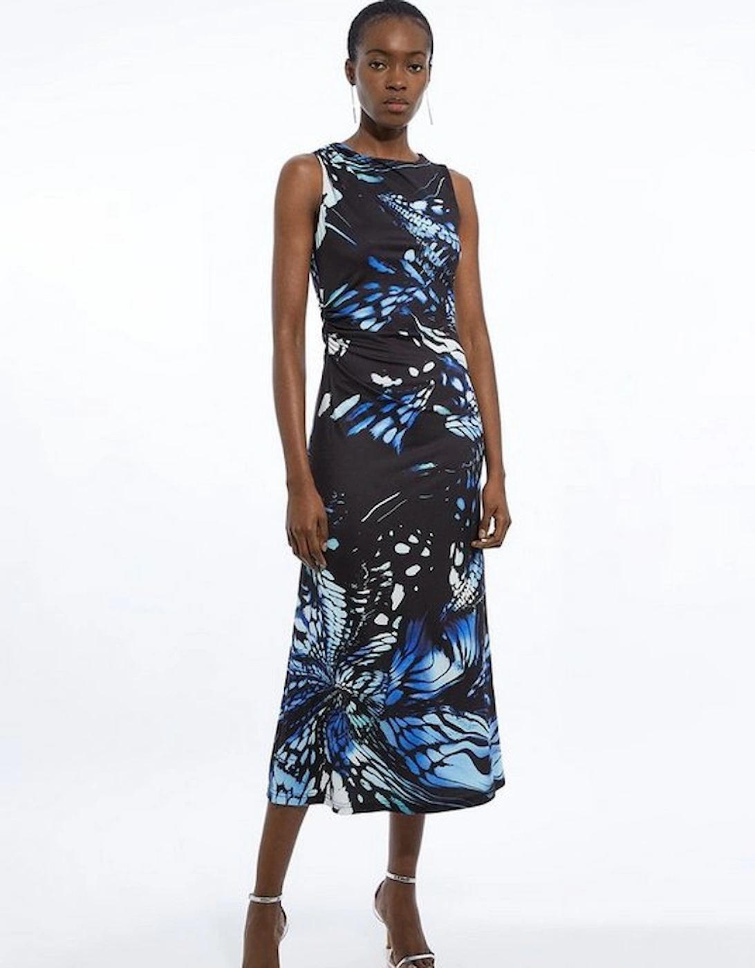 Abstract Swirl Printed Jersey Crepe Maxi Dress, 5 of 4