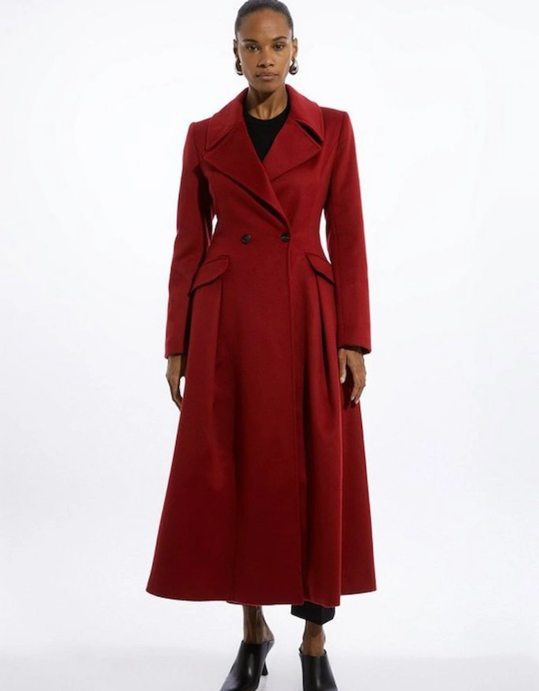 Italian Manteco Wool Blend Tailored Flared Skirt Midaxi Coat