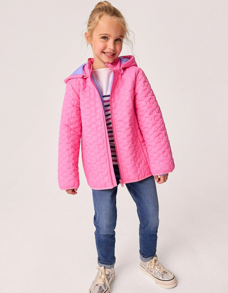 Girls Lightweight Flower Quilted Jacket - Pink