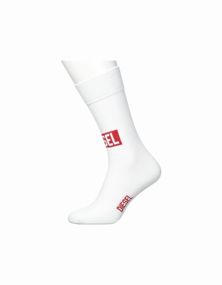 0WDAA Mens Socks Soft Cotton Crew Sports Stretch Striped Logo Cuffs White