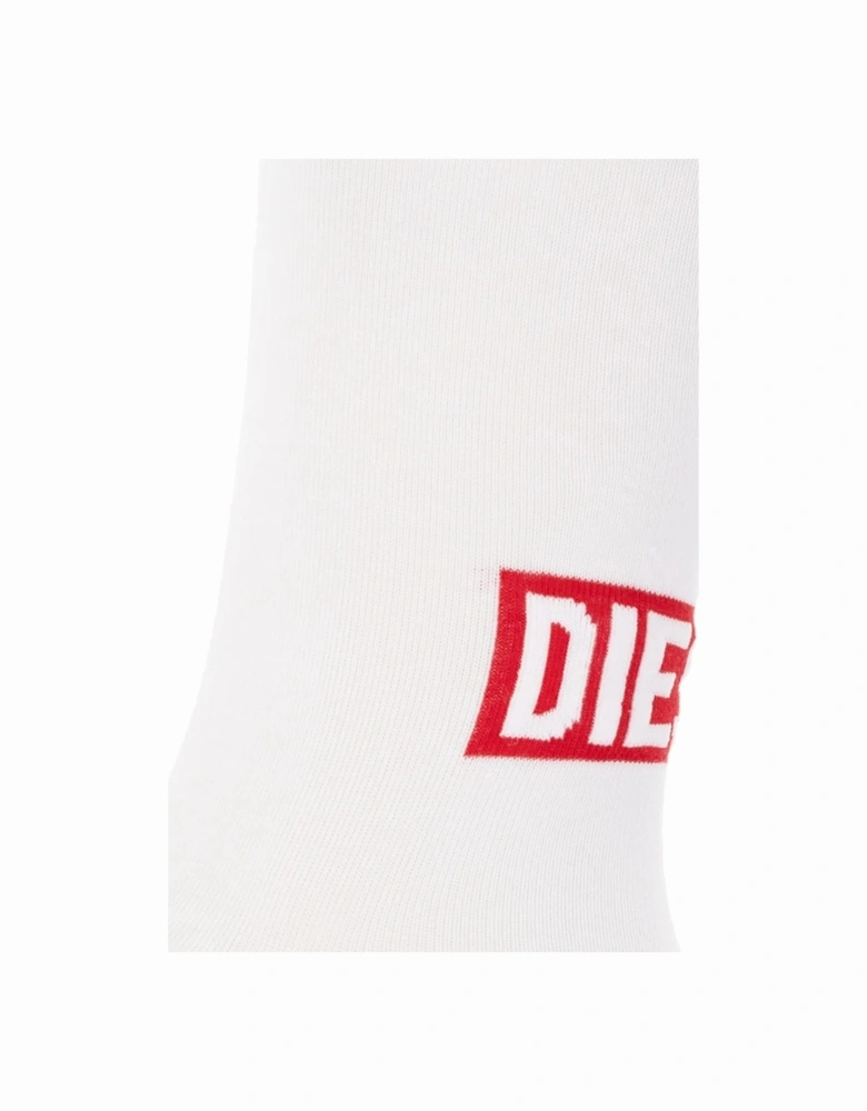 0WDAA Mens Socks Soft Cotton Crew Sports Stretch Striped Logo Cuffs White