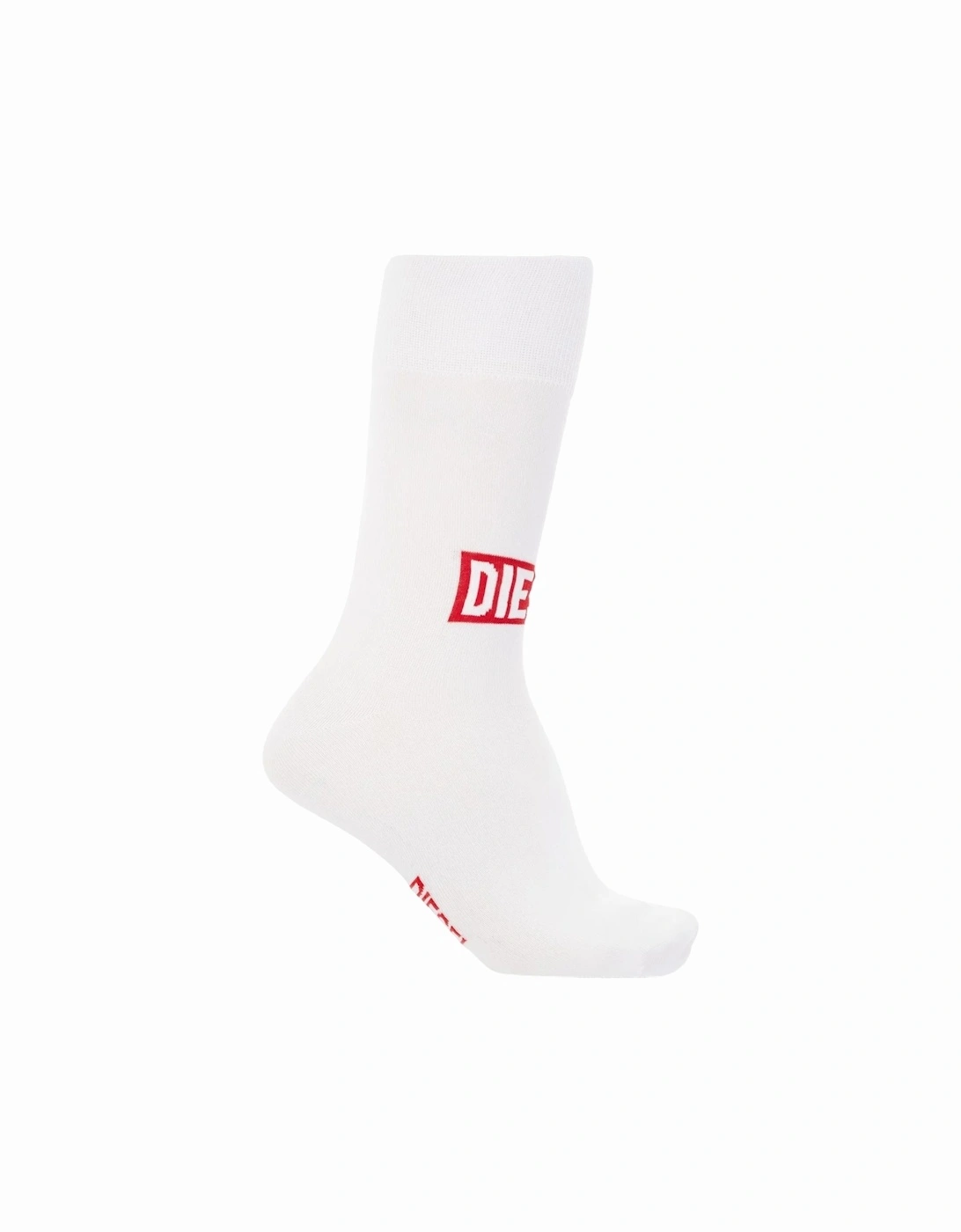 0WDAA Mens Socks Soft Cotton Crew Sports Stretch Striped Logo Cuffs White