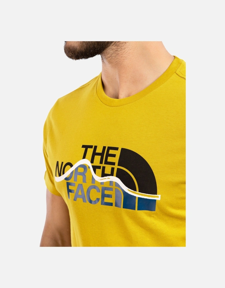Mens T Shirts SS Mountain Line Tee Cotton Summer Crew Neck Tops