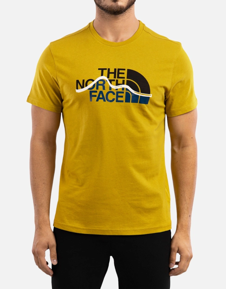 Mens T Shirts SS Mountain Line Tee Cotton Summer Crew Neck Tops