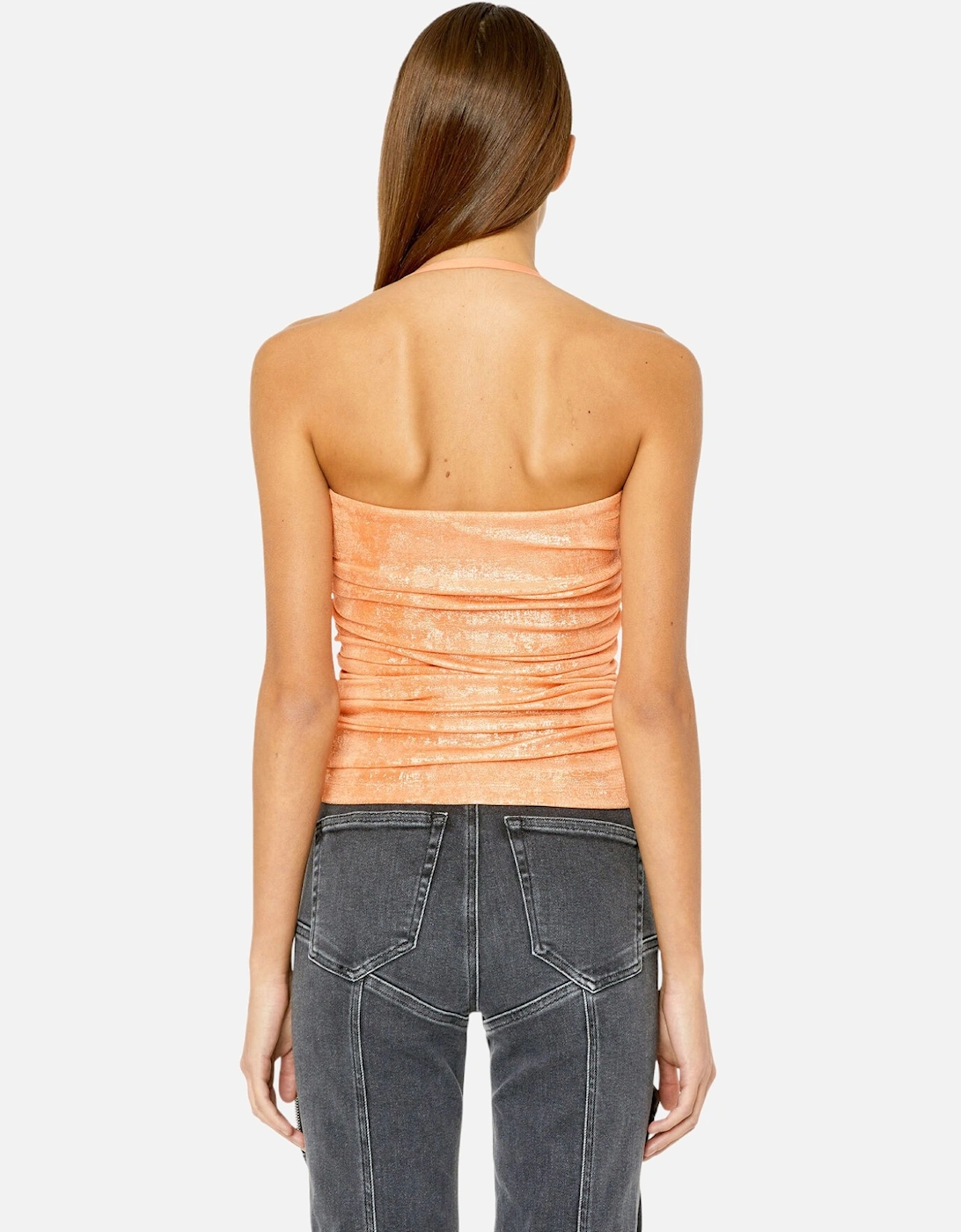 T-DRU Womens Laminated Jersey Halter Neck
