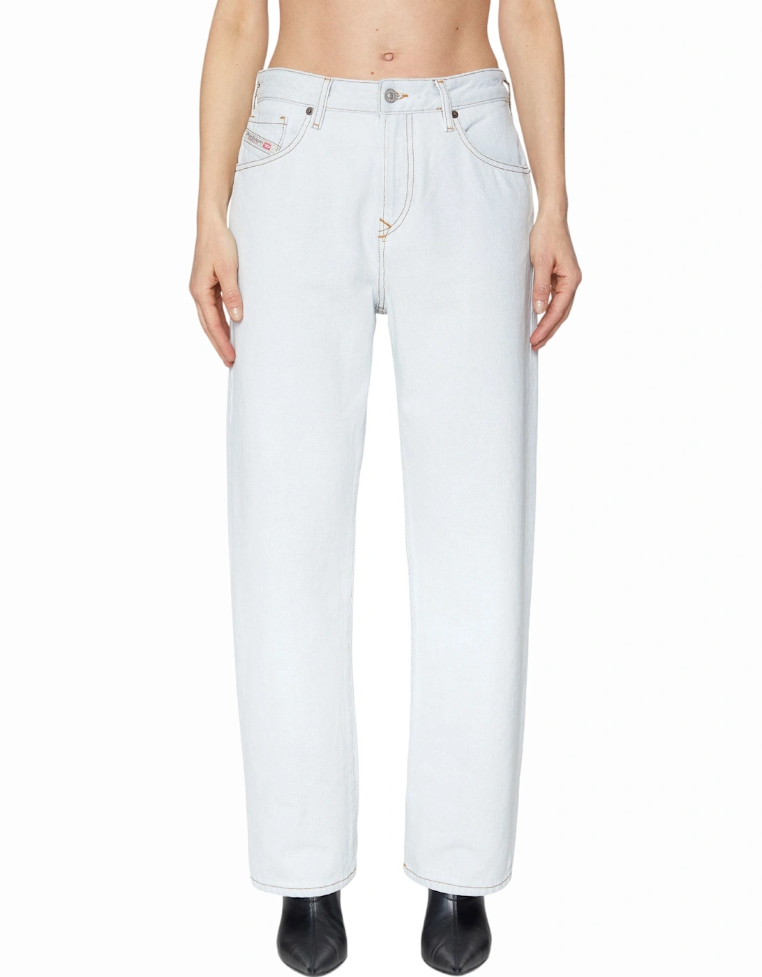 Women's DIESEL 1999 0079Z Womens Denim Jeans Loose Fit Mid Waist Straight Leg Blue Pants - Size: 14/34in