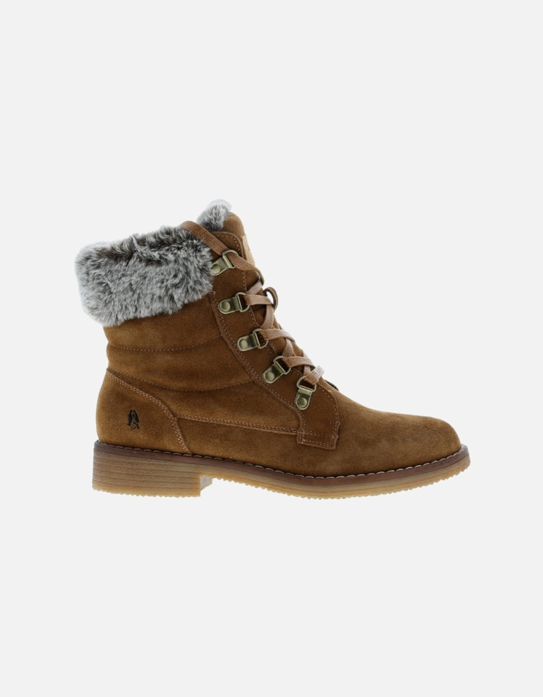 Womens Boots Ankle Water Resistant Leather florence Lace Zip tan UK