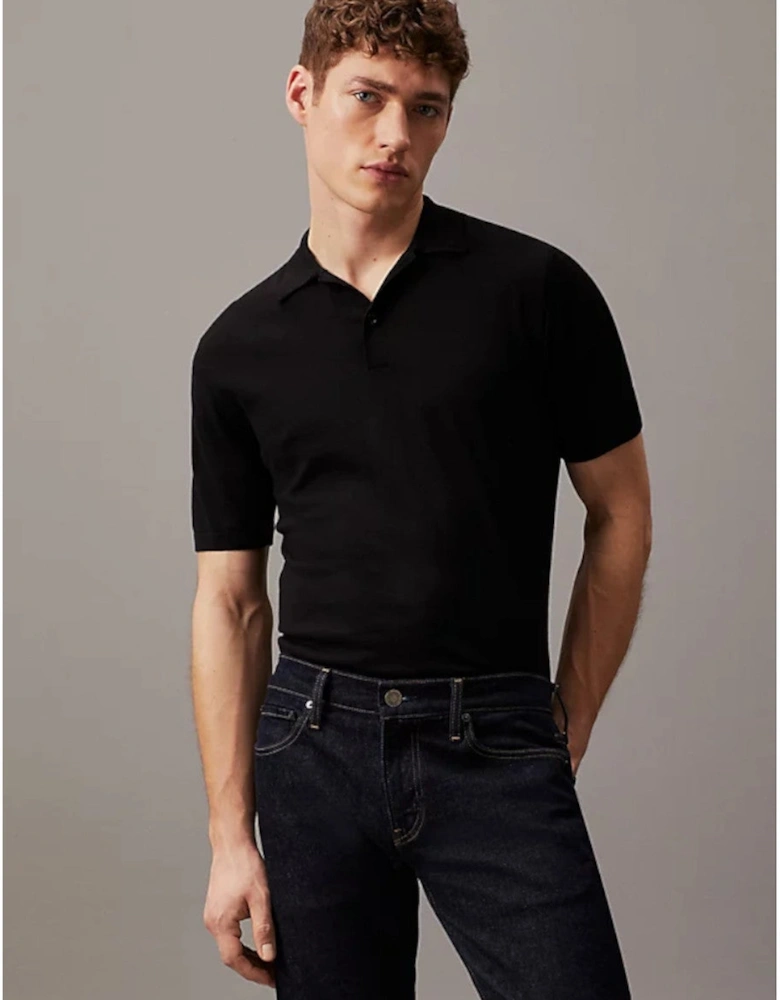 Cotton Silk Polo Shirt BEH Black