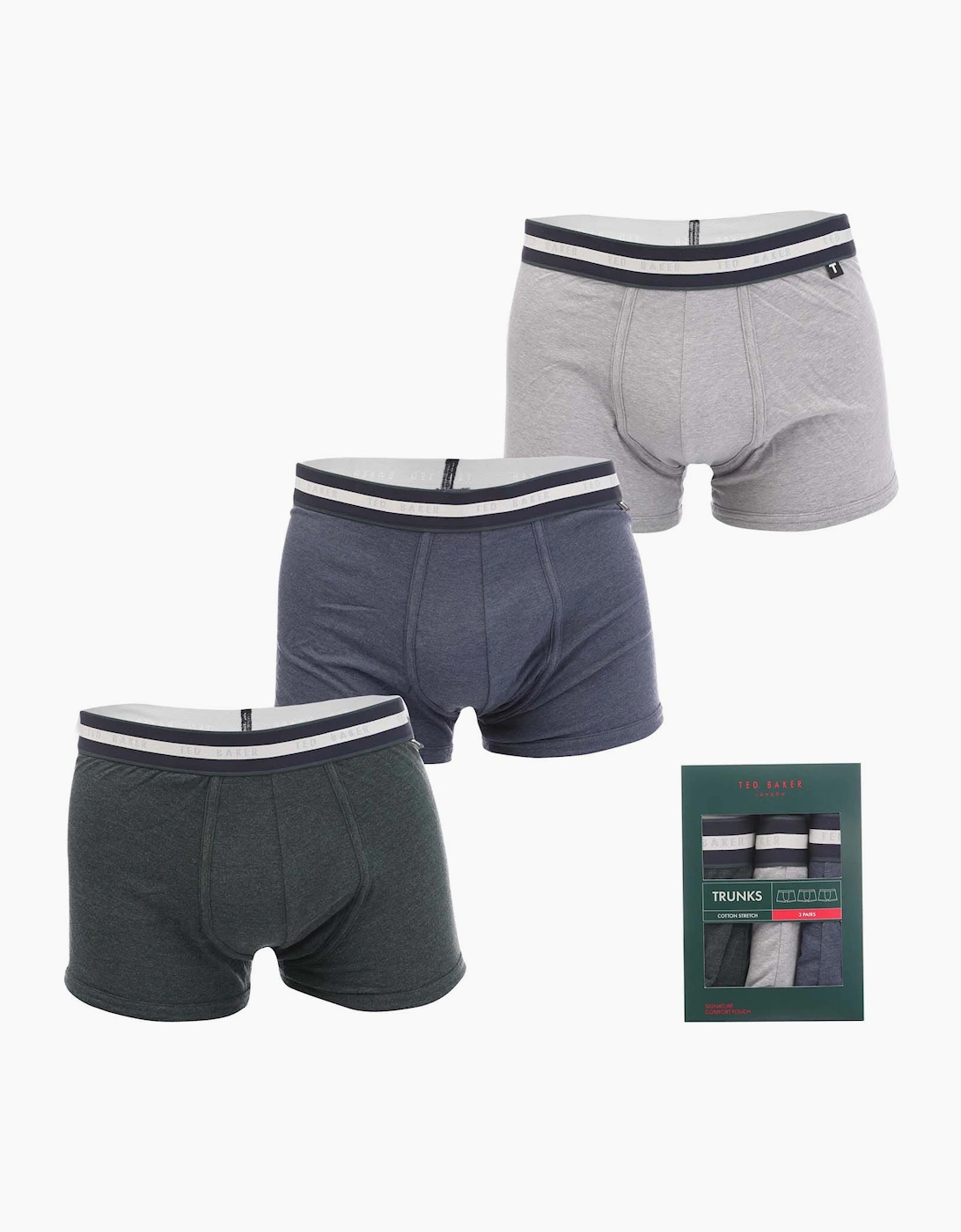 Ted Baker Men's Blue 3 Pack Of Cotton Boxer Briefs - : 33/32/32 M