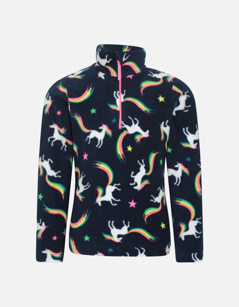 Childrens/Kids Endeavour Unicorn Half Zip Fleece Top