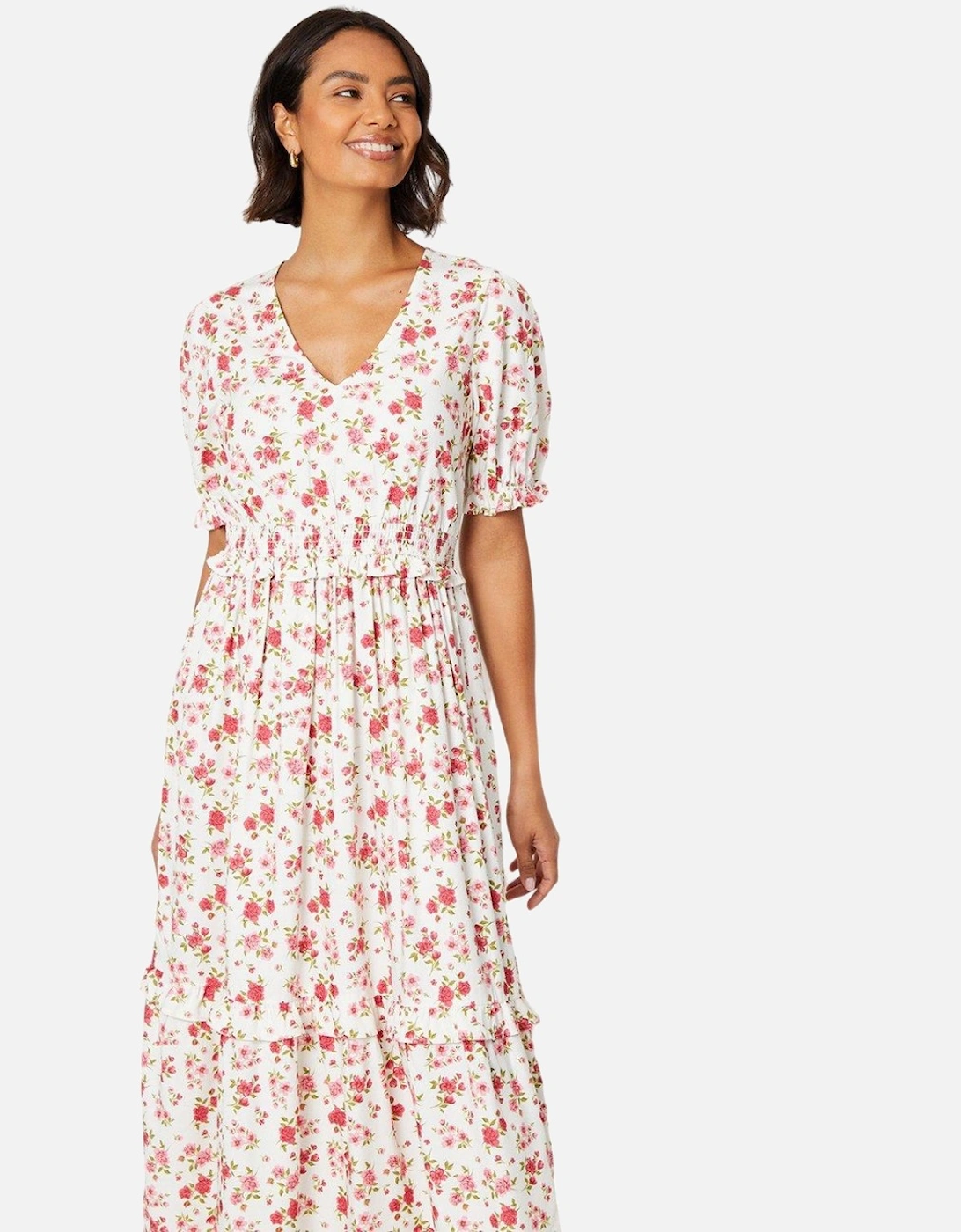 Womens/Ladies Floral V Neck Midi Dress