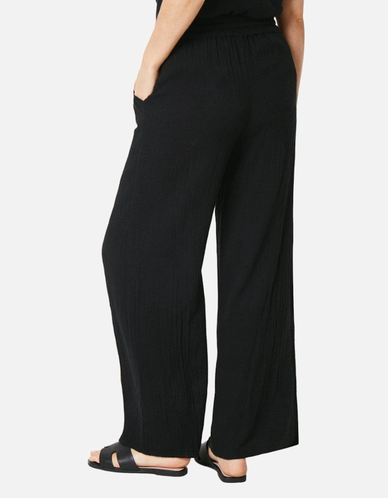 Womens/Ladies Double Gauze Wide Leg Trousers