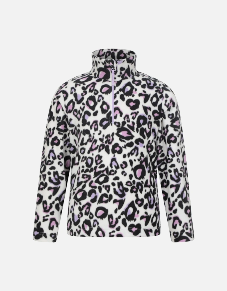 Childrens/Kids Endeavour Leopard Print Half Zip Fleece Top