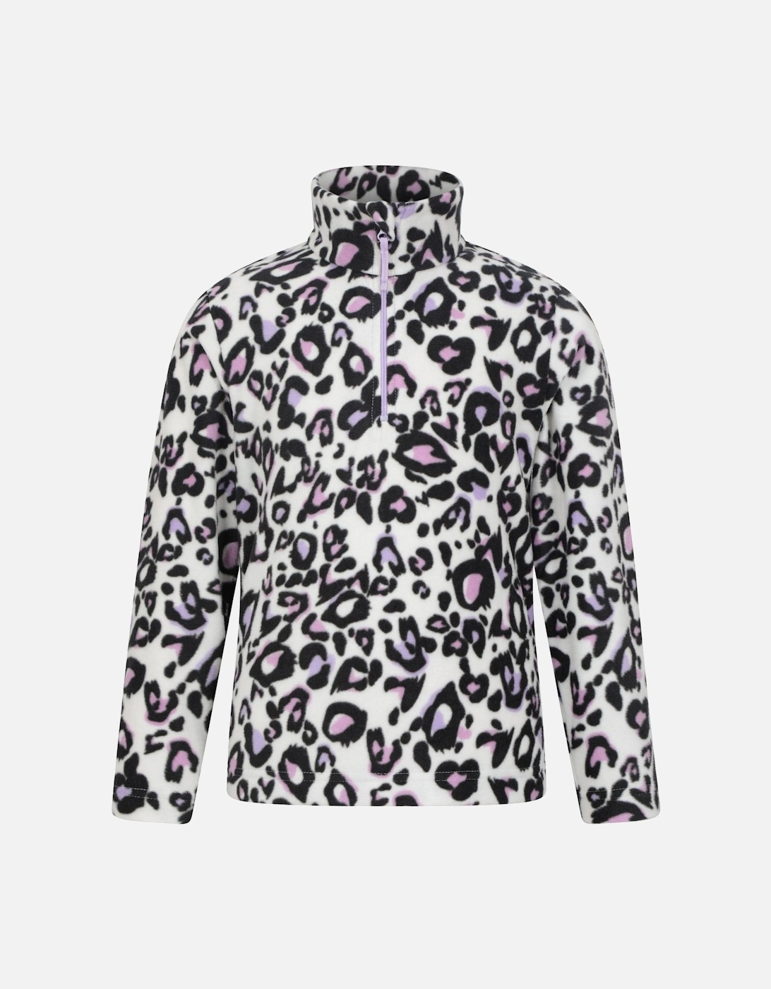 Childrens/Kids Endeavour Leopard Print Half Zip Fleece Top, 5 of 4