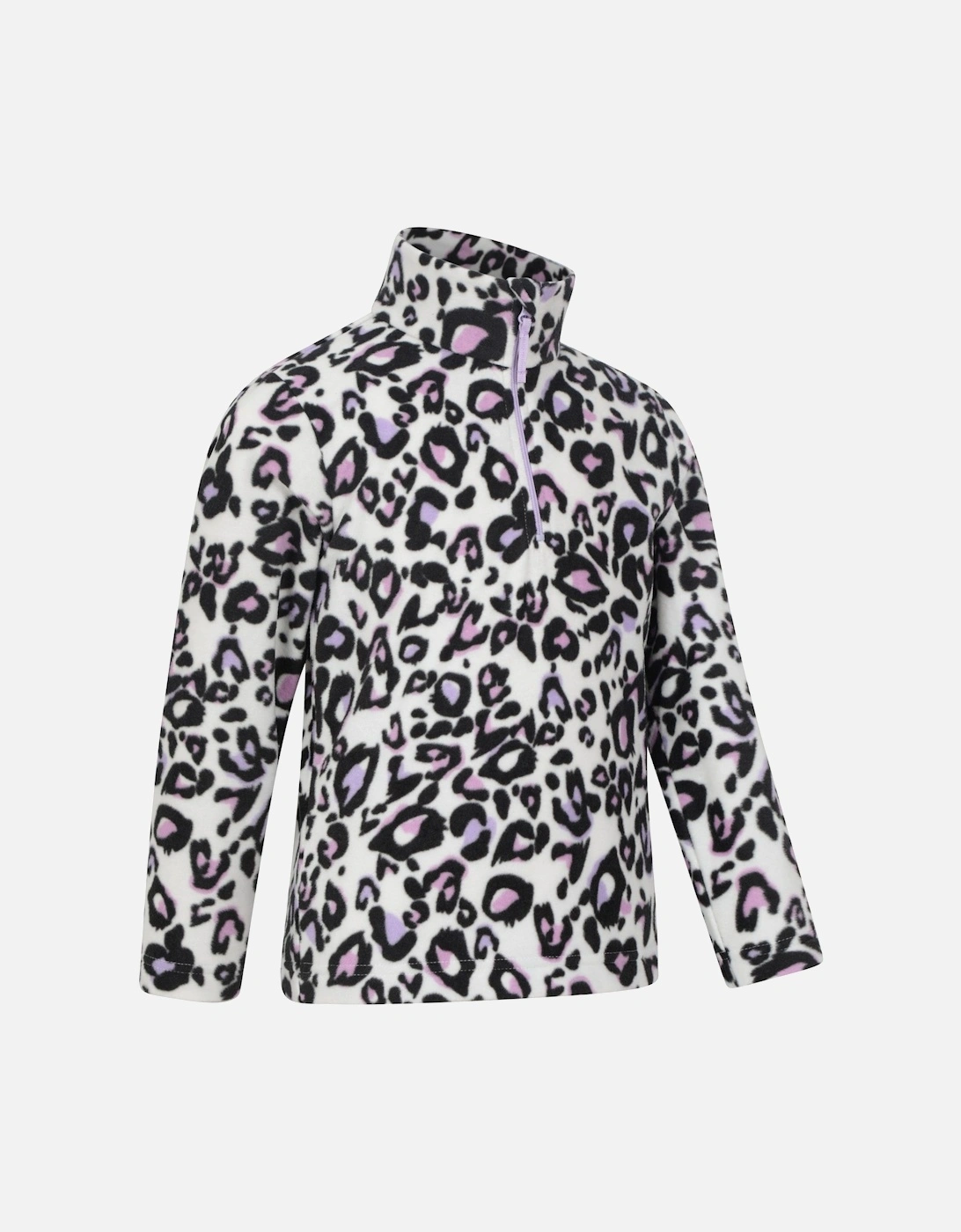 Childrens/Kids Endeavour Leopard Print Half Zip Fleece Top