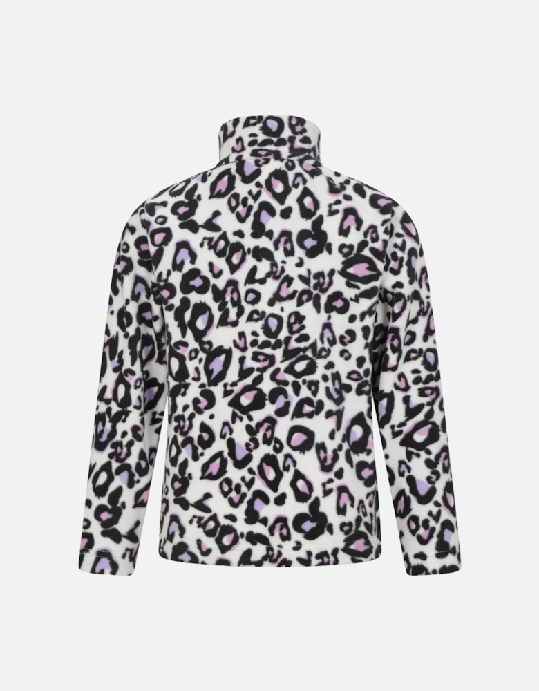 Childrens/Kids Endeavour Leopard Print Half Zip Fleece Top