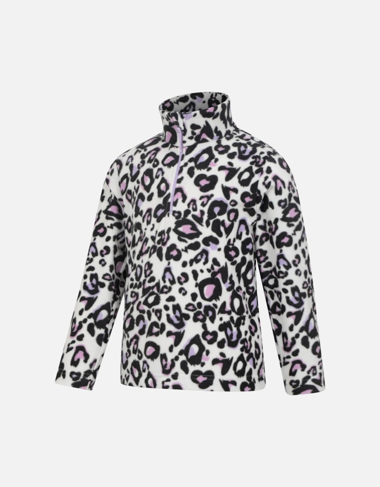 Childrens/Kids Endeavour Leopard Print Half Zip Fleece Top